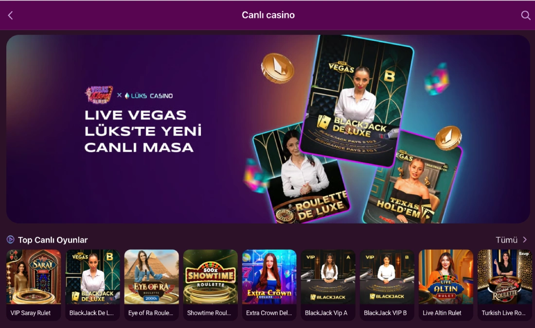 Luks Casino live casino table launch, real dealer stream