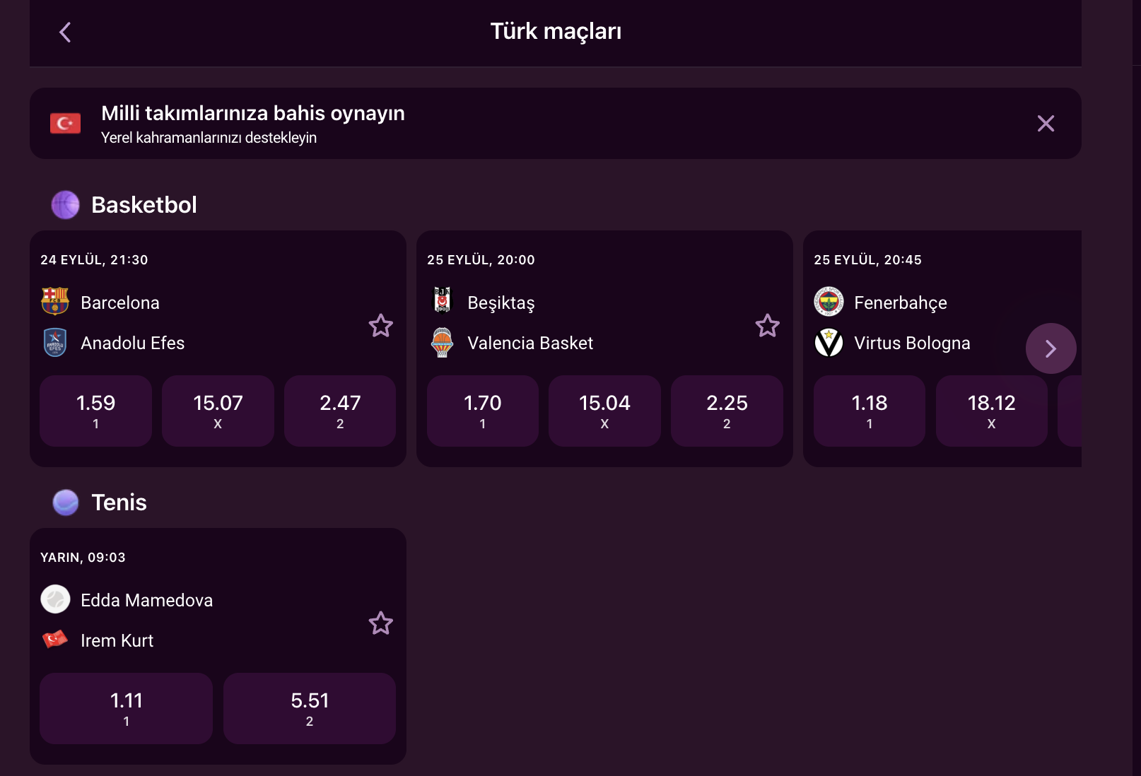Live betting Turkish matches screenshot Luks Casino live betting screen, Turkish match betting options